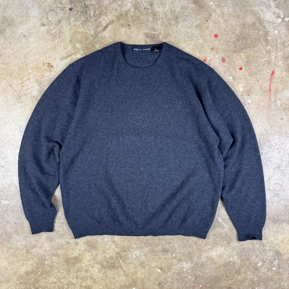 Autumn Cashmere 100% Pure Cashmere Women's Large Crew Neck Charcoal Gray Sweater
